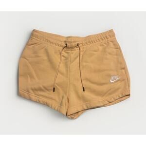 Nike Sportswear Essential Shorts Womens Sz S Peach Cotton Swoosh Drawstring